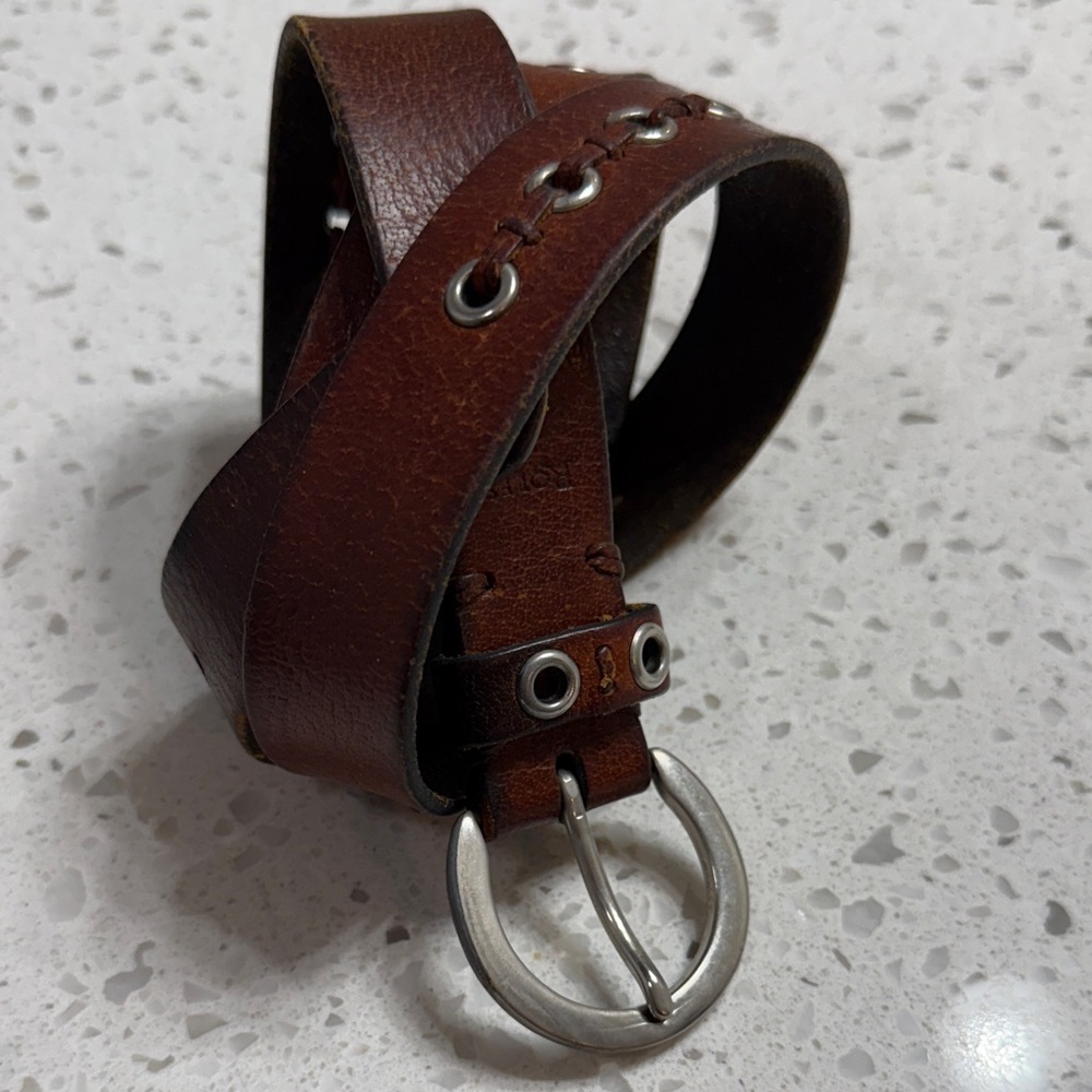 Rolf’s Distressed Brown Leather‎ Belt /Silver Buckle grommets western  M?